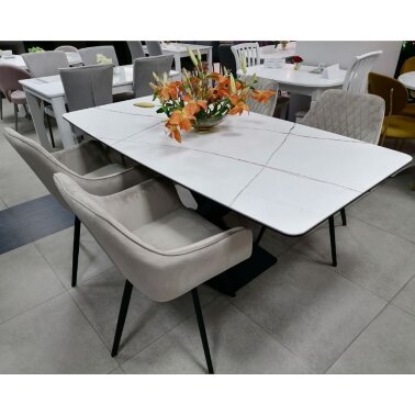 Обеденный стол столешница керамика DT-2017 (180) WHITE ceramic - 