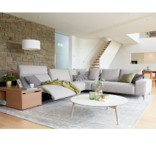 Угловой диван с электрореклайнером серый ROM Romano Camino - Angora