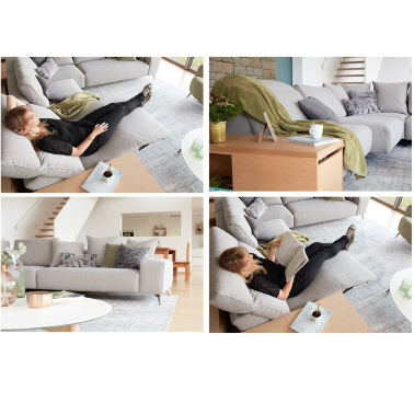 Угловой диван с электрореклайнером серый ROM Romano Camino - Angora - 