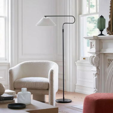 Чёрный торшер с белым абажуром Harriet от Louvre home - 