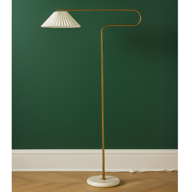 Золотой торшер с белым абажуром Harriet от Louvre home - 