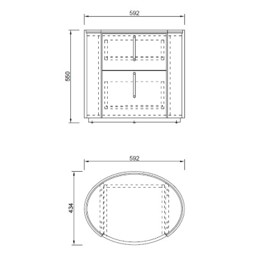 Тумба овальная с 2-мя ящиками темный шпон GD - 