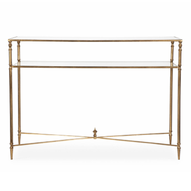 Золотая консоль Hugo с зеркальной столешницей - 