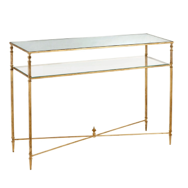 Золотая консоль Hugo с зеркальной столешницей - 