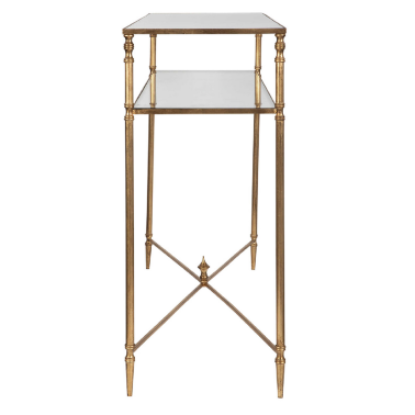 Золотая консоль Hugo с зеркальной столешницей - 