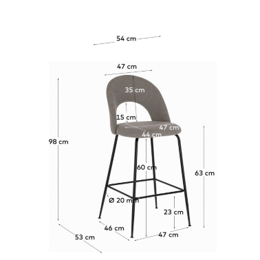 Полубарный стул светло-серый La Forma Mahalia 084359 -