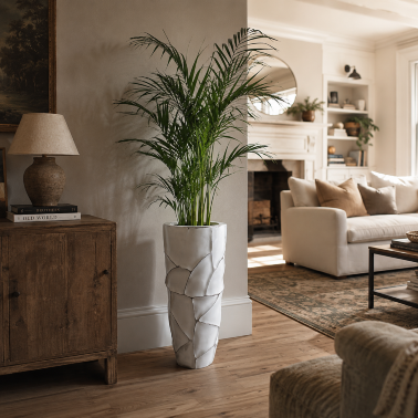 Кашпо напольное белое с серебром от Garda Decor - 