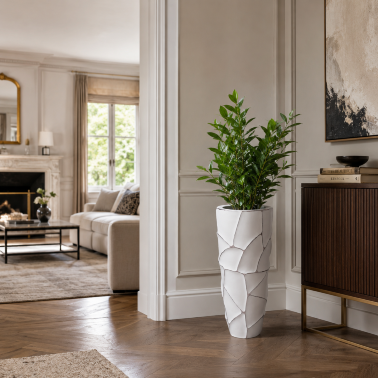 Кашпо напольное белое с серебром от Garda Decor - 