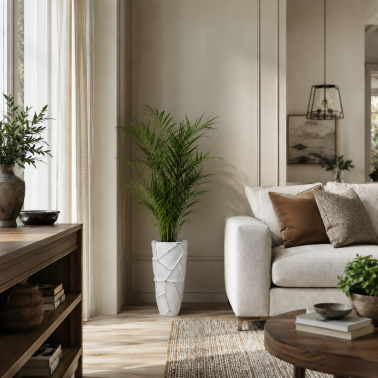 Кашпо напольное белое с серебром 48 см от Garda Decor - 